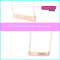 New Custom Wholesale Fashion Engrave Letter Gold Bar Necklace